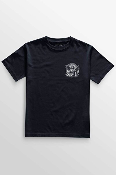 Kretas Unisex Navy Blue T-Shirt Navy Blue Sweat Saint Gothic Holy Angel Angle...