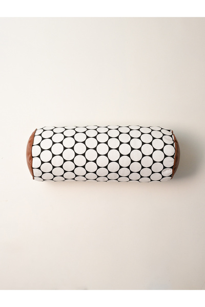 Galia Tasarım Lungo - Black Dotted Patterned Cylinder Sausage Roll Pillow