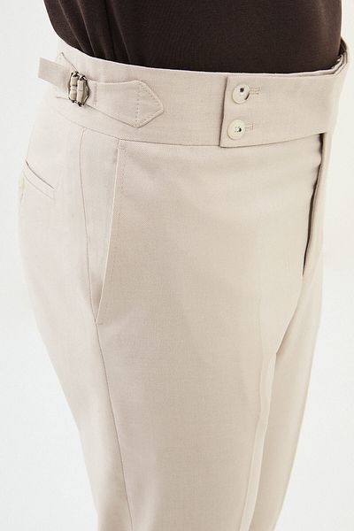 Mcr Plain Stone Color Super Slim Fit Men's Pants with Buckle Waist