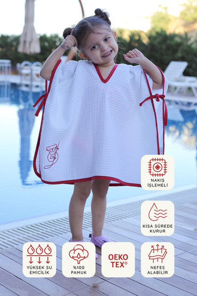 LUCKKA رداء حمام وبيتشواني للأطفال من قماش الوافل - ZTPNÇ00