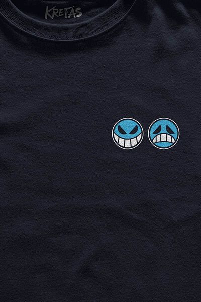 Kretas Tricou unisex bleumarin Ace Fire Fist Barbă Albă Pirates D. Ace One Piece ASCE Tricou cu imprimeu frontal