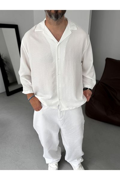 BYBASICMAN White Sofia Fabric Fakir Sleeve Shirt Res-5207