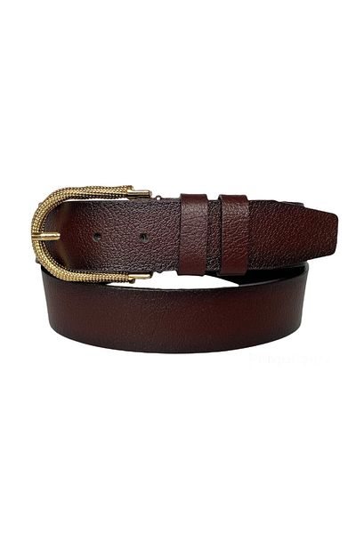 GoDeri 100% Genuine Leather, Claret Red Women's Jeans Belt with Gold Buckle 4 Cm=an-byn-12