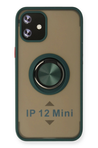 NewFace حافظة آيفون 12 ميني مونتريال غطاء سيليكون مع حلقة - أخضر SPTGL