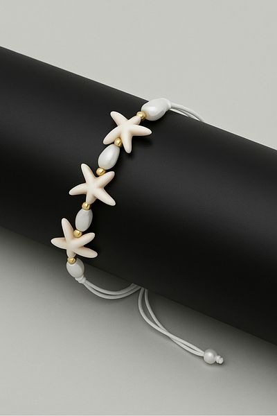 The Collection Seashell Starfish Adjustable Macrame Women's Bracelet