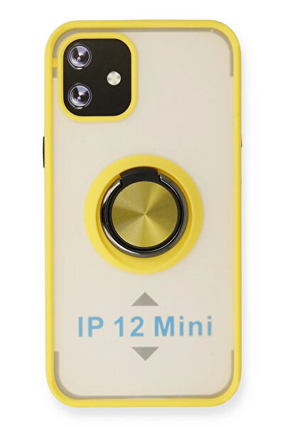 NewFace حافظة آيفون 12 مونتريال غطاء سيليكون مع حلقة - أصفر SPTGL