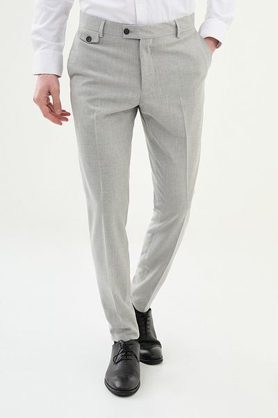 Mcr Plain Light Gray Super Slim Fit Classic Men's Trousers
