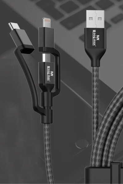 MOOGMAX MX004 - كابل شحن معتمد 3 في 1، أسود
