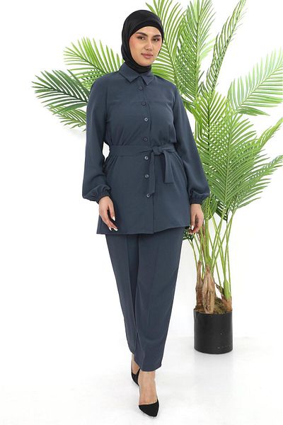 TUNİK Women's Double Tunic Suit with Smoked Pants
