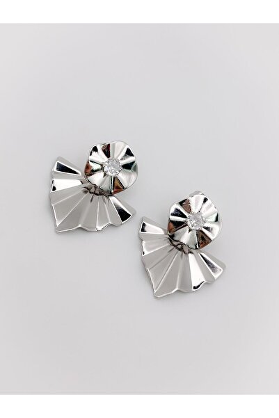 Trinos Çelik Küpe Taşlı Yelpaze Küpe