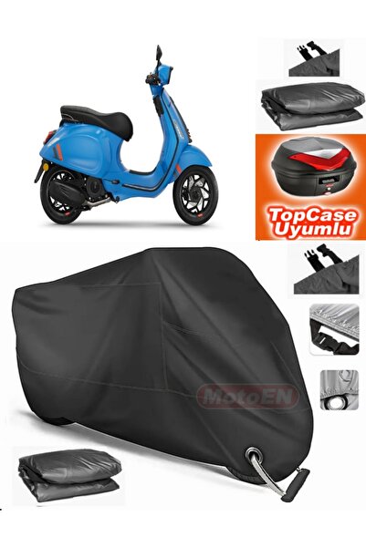 MotoEN قفل أسود متوافق مع Vespa Sprint 150 قماش القنب Topcase الخلفي حقيبة مت...
