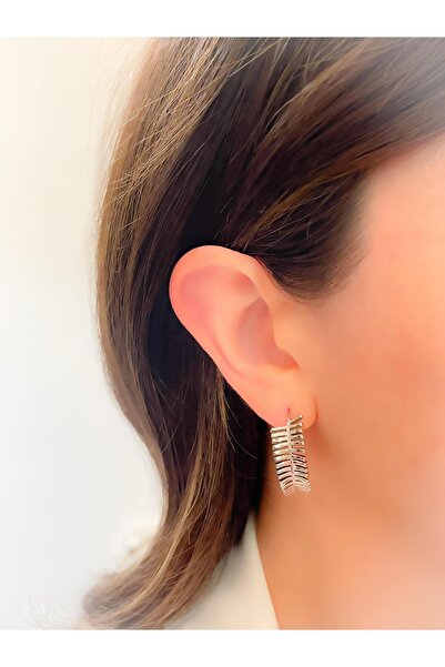 Trinos Steel Earrings Serrated Half Hoop Earrings