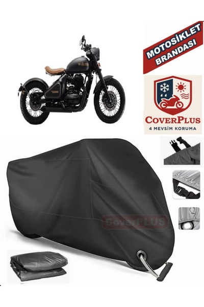 MotoEN قفل أسود متوافق مع خيمة Jawa Perak Motor القماش المشمع للدراجات النارية
