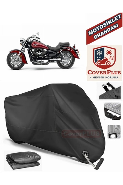 MotoEN Black Lock Compatible Kawasaki Vn 1600 Motor Tarpaulin Motorcycle Tarp...