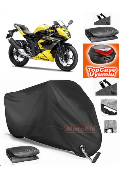 MotoEN Black Lock Compatible Kawasaki Ninja 250Sl Tarpaulin Topcase Rear Bag ...