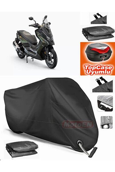 MotoEN قفل أسود متوافق مع Kymco DTX 250 من القماش المشمع Topcase الخلفي المتو...