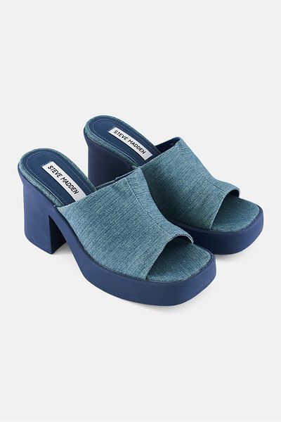 Steve Madden Women Kane Block Heel Sandals, Denim Blue