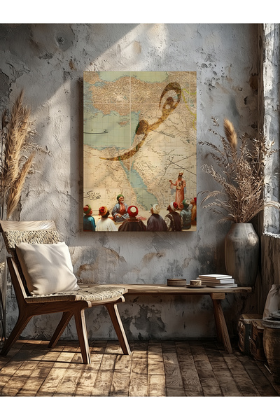visdora Osmanlı Haritası Ev Ofis Mutfak Salon Duvar dekorasyon Kanvas Tablo