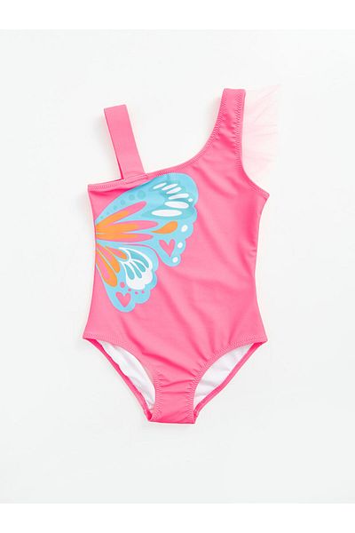 DEEP BEACH Pink Printed Girl's Swimsuit