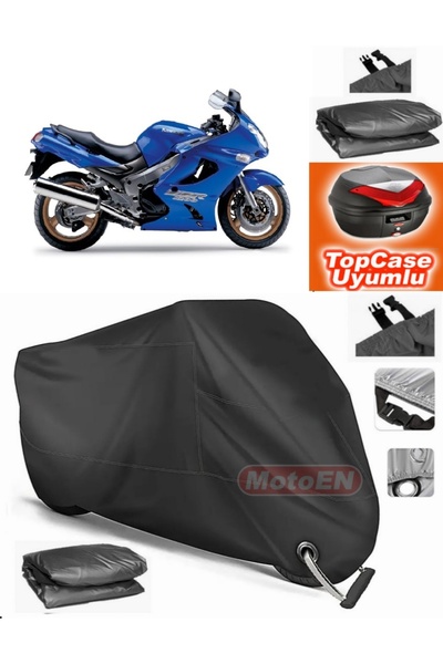 MotoEN قفل أسود متوافق مع Kawasaki ZZR 1200 قماش القنب Topcase الخلفي حقيبة م...