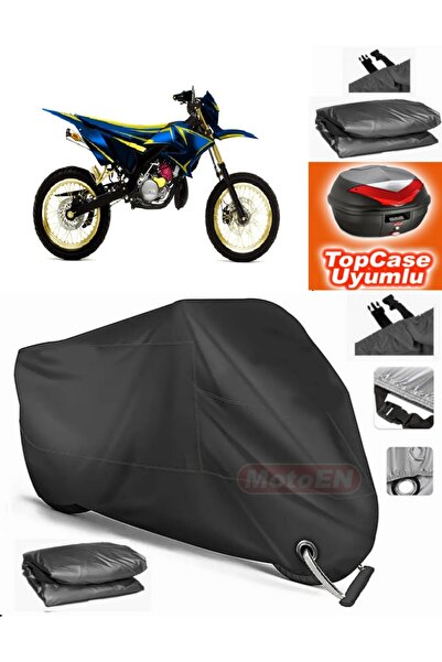 MotoEN Black Lock Compatible Yamaha Dt 80 Tarpaulin Topcase Rear Bag Compatib...