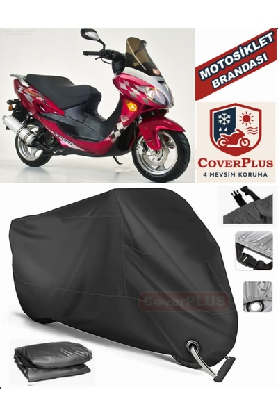 MotoEN Black Lock Compatible Kanuni Storm 150 Motor Tarpaulin Motorcycle Tarp...