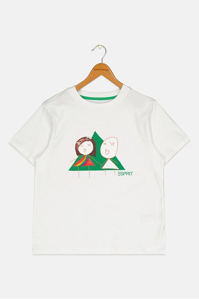 Esprit Kids Boy Graphic Printed Short Sleeve T-shirt, White