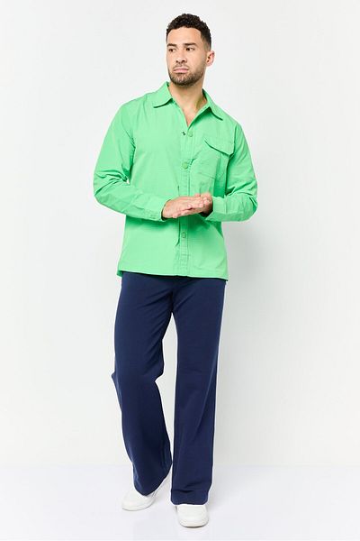 Esprit Men Regular Fit Textured Long Sleeve Casual Shirt, Green