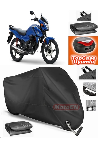 MotoEN قفل أسود متوافق مع Honda CB 125 من القماش المشمع Topcase الخلفي المتوا...