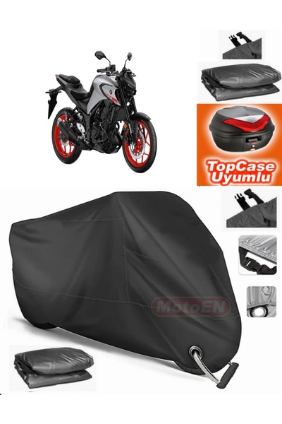 MotoEN قفل أسود متوافق مع Yamaha MT-25 ABS قماش القنب Topcase الخلفي حقيبة مت...