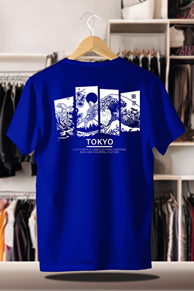 CC STORE Tricou din bumbac oversize imprimat cu 3 fire de sârmă |   Imprimarea Tokyo