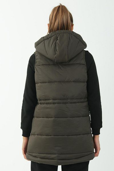 MARATON Regular Women's Hooded Sleeveless Khaki Vest 20371
