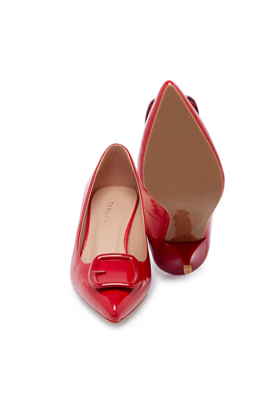 Tergan Kırmızı Hakiki Rugan Deri Kadın Stiletto - K24I1AY67466-D02