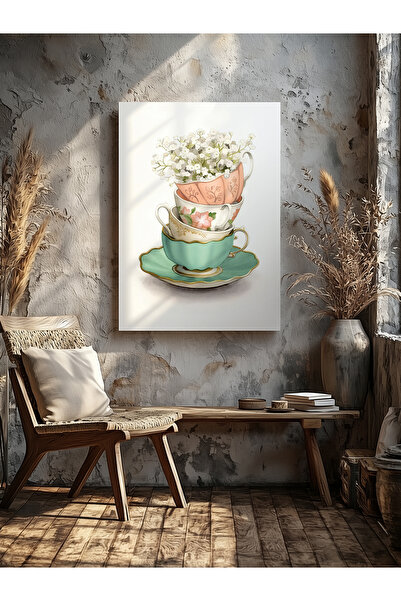 visdora Coffee Cup Home Office Kitchen Salon Wall Decoration Canvas Painting