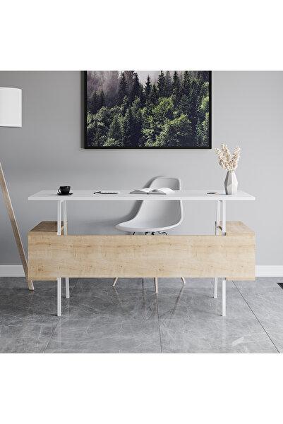 lagomood Ironi Çalışma Masası Beyaz Meşe