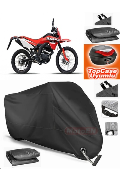 MotoEN قفل أسود متوافق مع Kuba STR 250 من القماش المشمع Topcase الخلفي المتوا...
