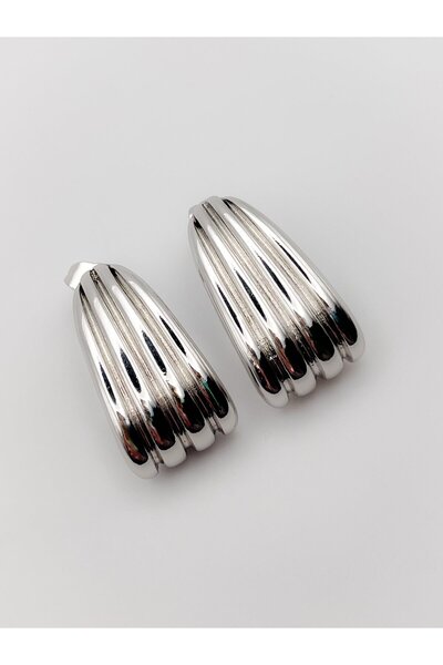 Trinos Çelik Küpe Şeritli Plaka Küpe