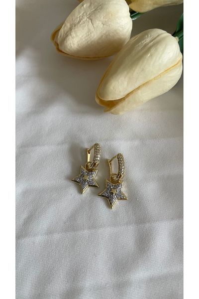 ZEYCE Gold Silver Mixed Star Charmed Tarnish Free Earrings
