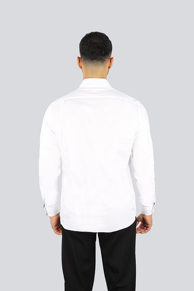 PAUL&SHARK Men's Regular Fit Long Sleeve White Shirt with Stripe Pattern on the Shoulders 25413515 -010