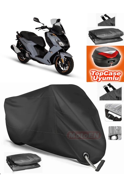 MotoEN Black Lock Compatible Peugeot Pulsion 125 Tarpaulin Topcase Rear Bag C...