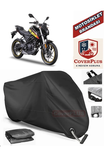 MotoEN Siyah Kilit Uyumlu Voge 125 R Motor Brandası Motosiklet Branda Örtü Çadır