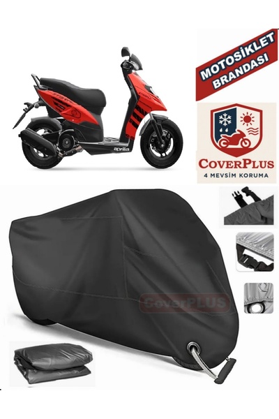 MotoEN قفل أسود متوافق مع Aprilia SR 150 Motor Tarpaulin دراجة نارية قماش الق...