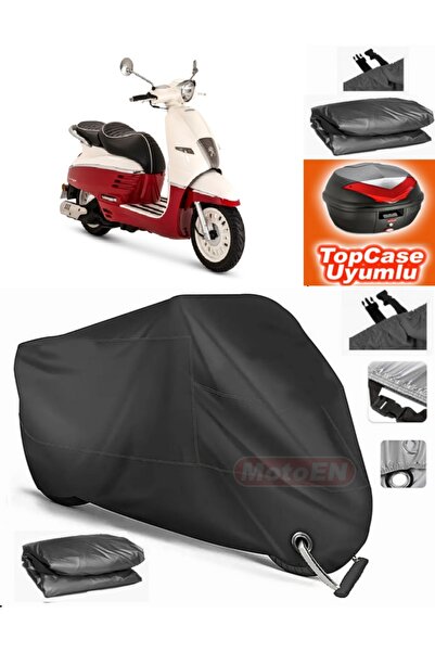 MotoEN Black Lock Compatible Peugeot Django 125 Tarpaulin Topcase Rear Bag Co...