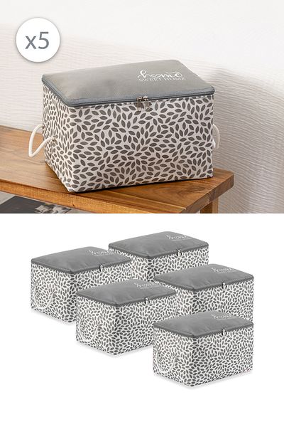 REKHOME 5 Pieces Gray Home Sweet Home Small Size under Base Socks Suitcase Organizer Dowry Organizer Hurç