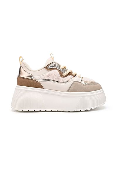 Tmall Pantofi Sport De Dama,Cu Platforma,Din piele ecologica intoarsa,D1409,Bej