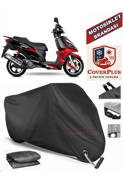 MotoEN Black Lock Compatible Yuki Yk150T-20 Motor Tarpaulin Motorcycle Tarpau...