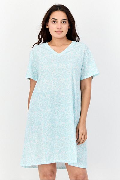 Celestial Dreams Women Floral Print Sleepwear Dress, Multicolor
