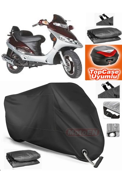 MotoEN قفل أسود متوافق مع Mondial 150 RE Tarpaulin Topcase Topcase الخلفي الم...
