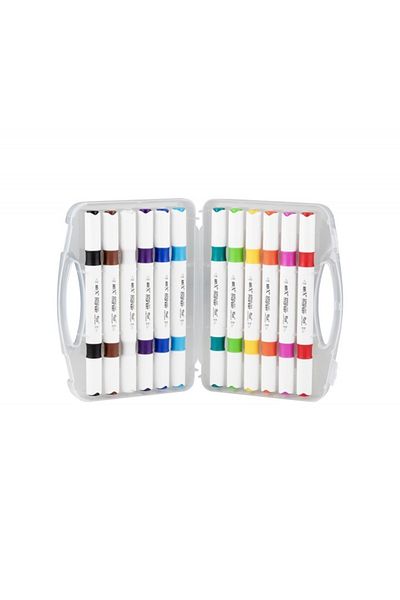 SYArts Water Based Double Ended Acrylic Paint Pen (Marker) Set 12 Colors - Acrylic Duo Marker Double Ended