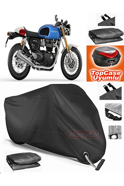 MotoEN Black Lock Compatible Triumph Thruxton Rs Tarpaulin Topcase Rear Bag C...